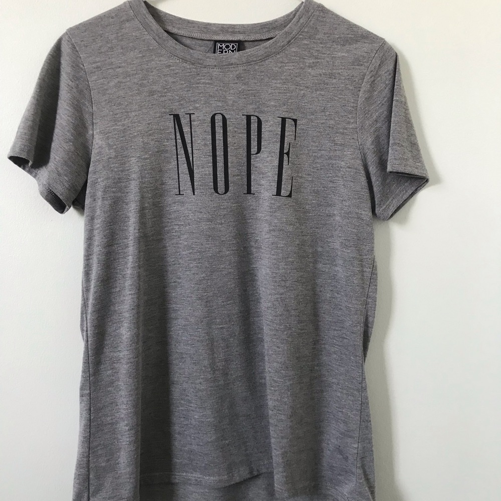“Nope” Heathered Grey Graphic Tee